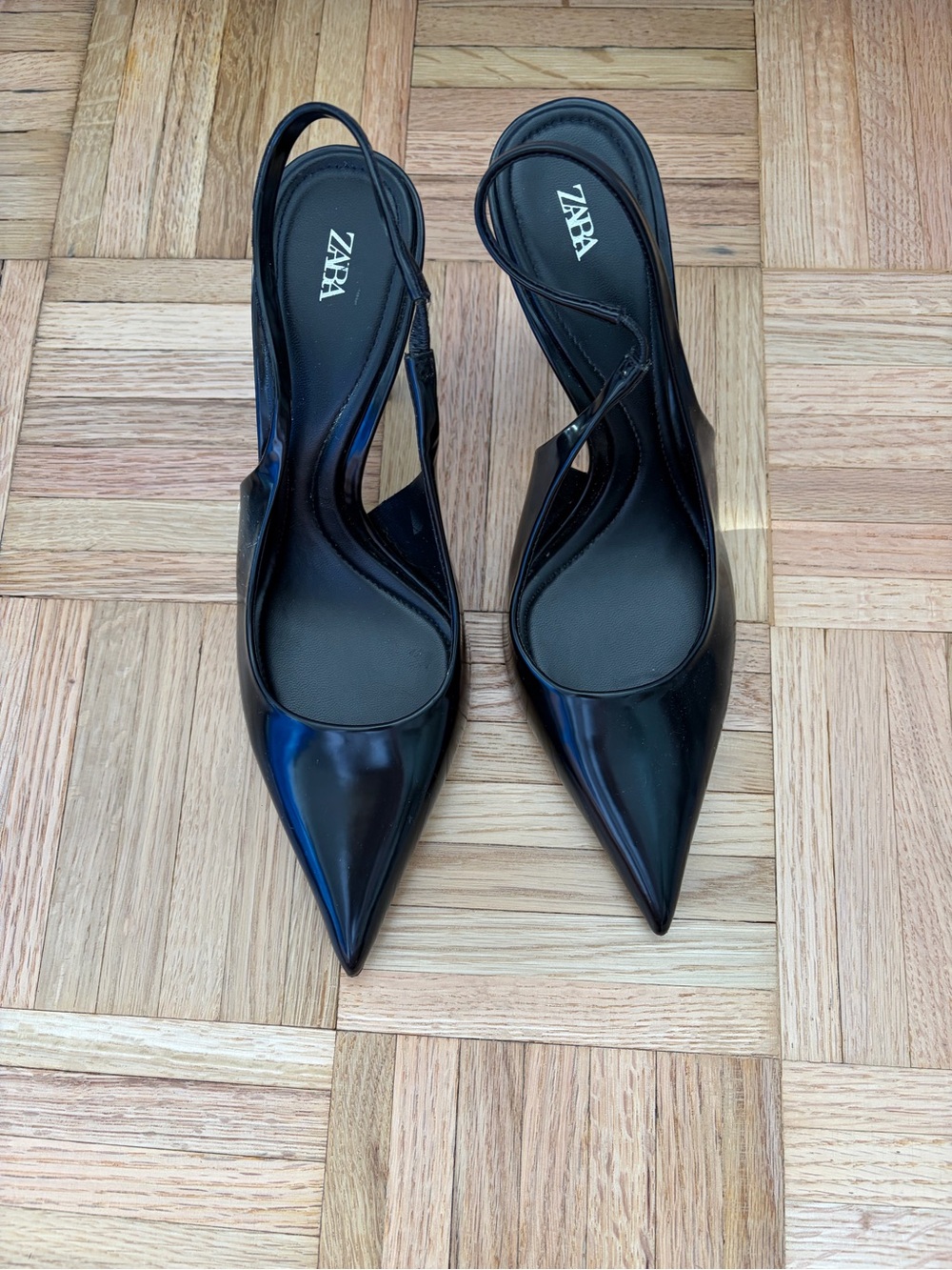 Zara Black Pointed Slingback Heels